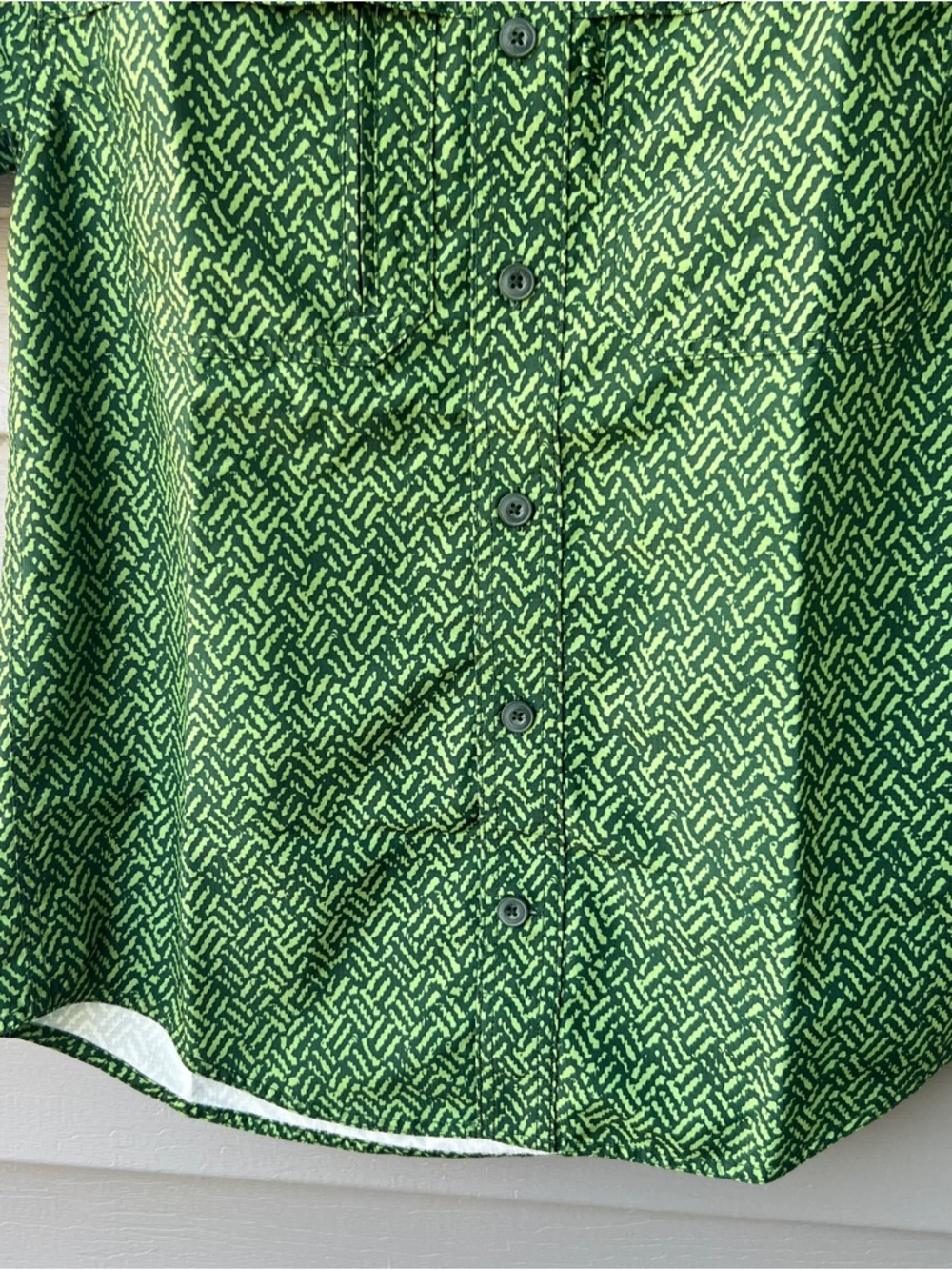 Duluth Trading Men's S Vented Outdoor Shirt Green Print Short Sleeve Button Down - Picture 3 of 13